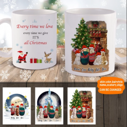 3D Preview – Personalized Family Christmas Mugs