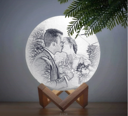 Personalized Lover Creative 3D Print photo Moon Lamp, Engraved Lamp – Touch Two Colors