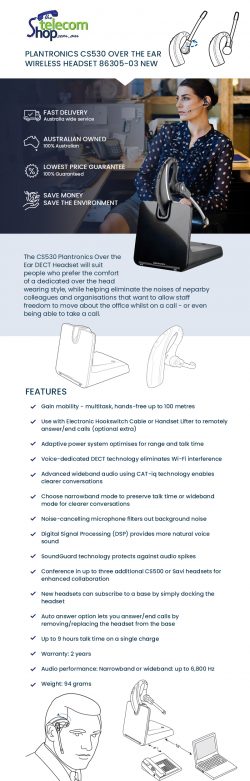 Buy Plantronics Cs530 Wireless Headset Online from The Telecom Shop PTY Ltd