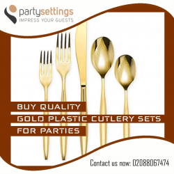 BUY QUALITY GOLD PLASTIC CUTLERY SETS FOR PARTIES