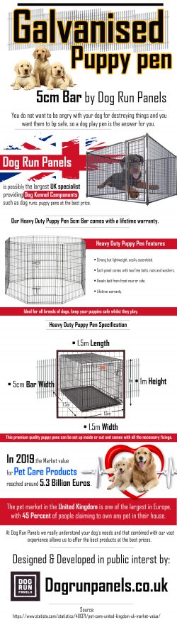 GALVANISED PUPPY Pen 5cm Bar by Dog Run Panels