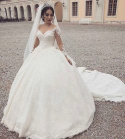 Fashion Hochzeitskleider Mit Ärmel | Prinzessin Brautmoden mit Spitze