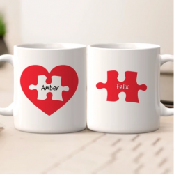 Personalized Name Couples Mug Set – Love Jigsaw﻿