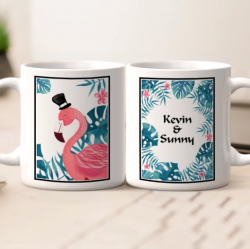 Personalized Name Couple Mug – Flamingo