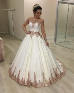 Designer Hochzeitskleider Gold Weiß | Brautkleider mit Glitzer