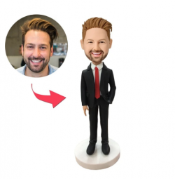 UK Sales-Male Executive In Red Tie Custom Bobblehead