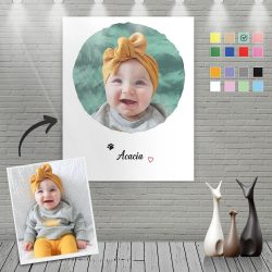 Custom Canvas Painting For Baby Portrait – Four Warm Colour