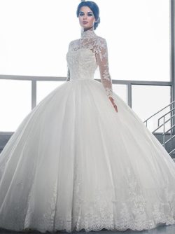 Hochzeitskleid Lange Ärmel | Brautkleider Prinzessin mit Spitze