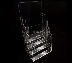 Custom 4 tiered clear acrylic leaflet holders, plexiglass brochure holders