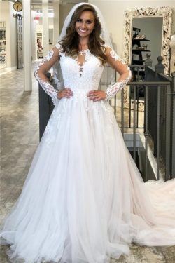 Günstige Hochzeitskleider Vintage | Brautkleid A Linie Spitze Ärmel