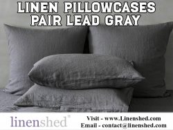 Linen Pillowcases Pair Lead Gray At Linenshed