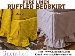 Pure Linen Ruffled Bedskirt At Linenshed