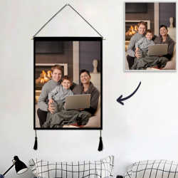 Custom Family Photo Tapestry – Wall Decor Hanging Fabric Painting Hanger Frame Poster