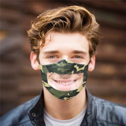 Camo Breathable Face Mask With Clear Window Visible Expression