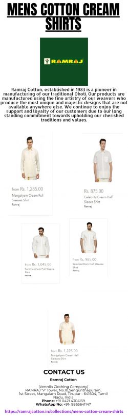 Ramraj Cotton Cream Shirts | Ramraj Shirts | Ramraj Cotton