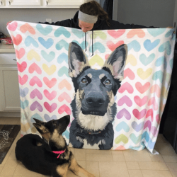 Custom Dog Blankets Personalized Pet Photo Blankets Painted Art Portrait