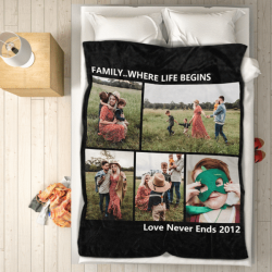 Personalized Photo Blankets for Lover with 5 Photos