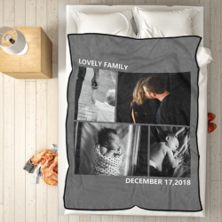 Custom Fleece Photo Blanket with 4 Photos