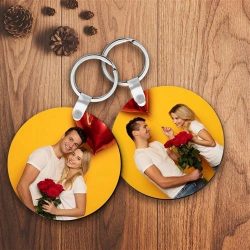 Personalized Keychain Custom Round Photo Keychain For Couple