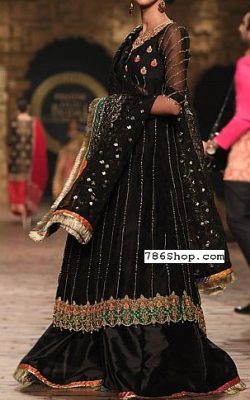 Black Crinkle Chiffon Suit – Pakistani Wedding Dresses