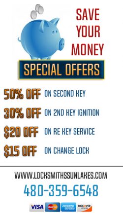 Locksmiths Sun Lakes (480) 359-6548