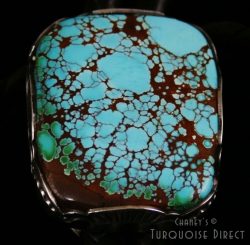 SAMMIE KESCOLI BEGAY PILOT MOUNTAIN SPIDERWEB TURQUOISE INGOT BOLO TIE