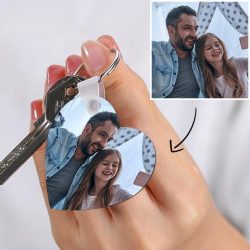 Custom Heart Shape Family Photo Keychain Memorial Gift