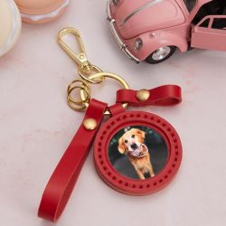 Custom Photo Keychain Leather Personalised Picture Keyring