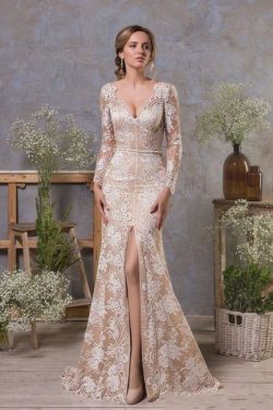 Elegante Brautkleid Meerjungfrau | Spitze Hochzeitskleider Lange armel