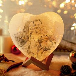 3D Printed Photo Heart Lamp Personalized Night Light Gifts for Her – Touch 3 Colors (12-