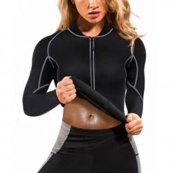 Women Hot Sweat Weight Loss Shirt Neoprene Body Shaper Sauna Jacket Suit