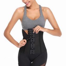 Natural Latex 3 Hook Black Waist Trimmer For Women Tummy Control – Nebility