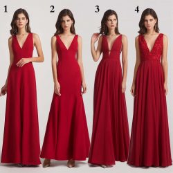 Straps V Neck Column Bridesmaid Dresses