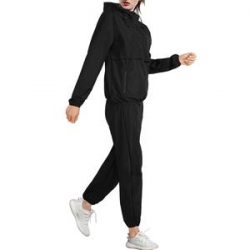 Women Waterproof Hot Sauna Hoodies Black Sweating Jacket – Nebility