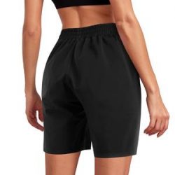 Womens Black Sauna Shorts Workout Pants With Side Pockets – Nebility