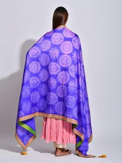 BUTA RASPBERRY SHIBORI SILK DUPATTA