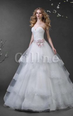 Abito da Sposa con Criss-cross Spazzola Treno Lungo con Seghettato Ball Gown – Gillne.it