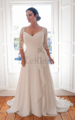 Beach Stil Drapiertes Sexy Brautkleid ohne Taille mit Kreuz – MeKleid.de