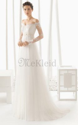 Ärmelloses Elegantes Romantisches Sittsames Brautkleid mit Applikation – MeKleid.de