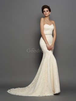 Robe de mariée longue de traîne mi-longue avec nœud à boucle de col en cœur en satin – Goo ...