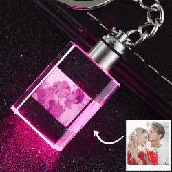 Custom Photo Crystal Keychain Rectangle Shape | Anniversary Gift