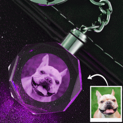 Custom Photo Crystal Keychain Octagon Shape | Pet Loss Gift