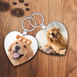 Custom Photo Keychain Heart Shape For Pet Lover