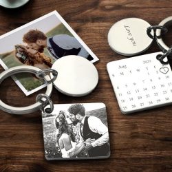 Custom Photo Engraved Calendar Keychain | Best Anniversary Gift