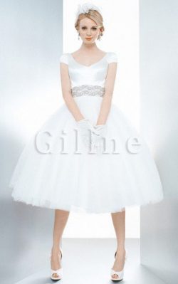 Abito da Sposa con Fiocco decorato in Raso con Perline Formale E Informale – Gillne.it