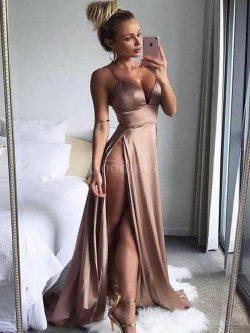 Robe de bal satin comme soie exquis avec sans manches de princesse de lotus – GoodRobe