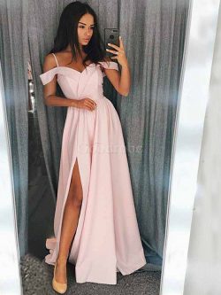 Robe de soirée coupé de traîne courte manche nulle de lotus en satin – GoodRobe