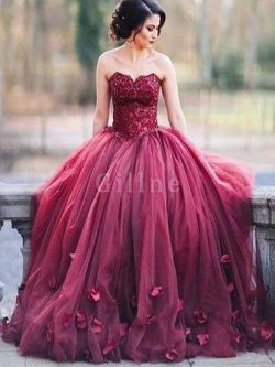 Abito da Sera con Applique Ball Gown in Tulle Cuore Naturale – Gillne.it