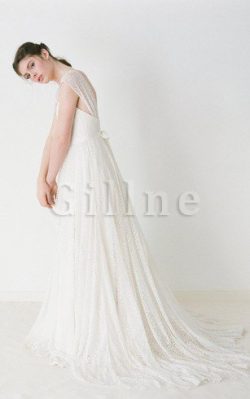 Abito da Sposa in Pizzo A-Line a Riva V-Scollo con Increspature – Gillne.it