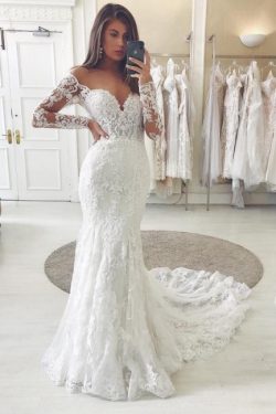 Wunderschöne Hochzeitskleider Mit Ärmel | Brautkleider Spitze Meerjungfrau